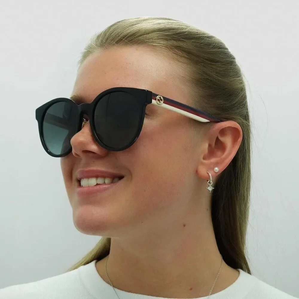 SALE! NEW Gucci GG0416SK LOGO 001 Black Grey Gradient Round Women Sunglasses - Picture 9 of 12